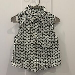 Milly Palm Tree Print Sleeveless Shirt - Green and White